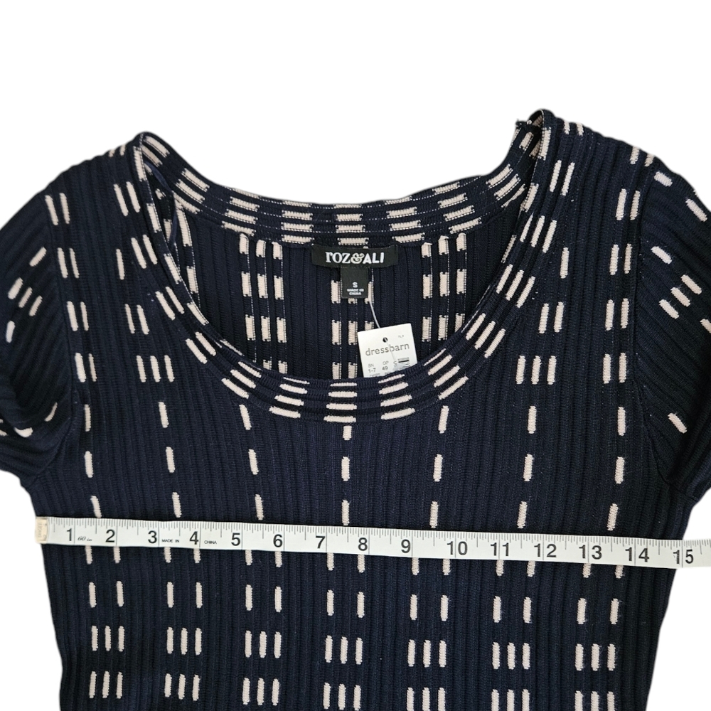 Roz & Ali Scoop Neck Knit Sweater Dress NEW Women's Small Navy - Picture 10 of 14